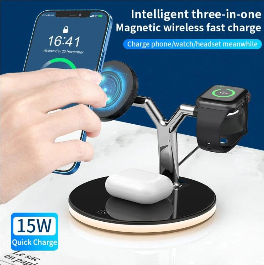 Compatible with Apple , Magnetic Suction Wireless Charger Three In One Wireless Charger